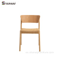 Sillas de sala de estar Ratan Tejido de sillas de comedor de madera